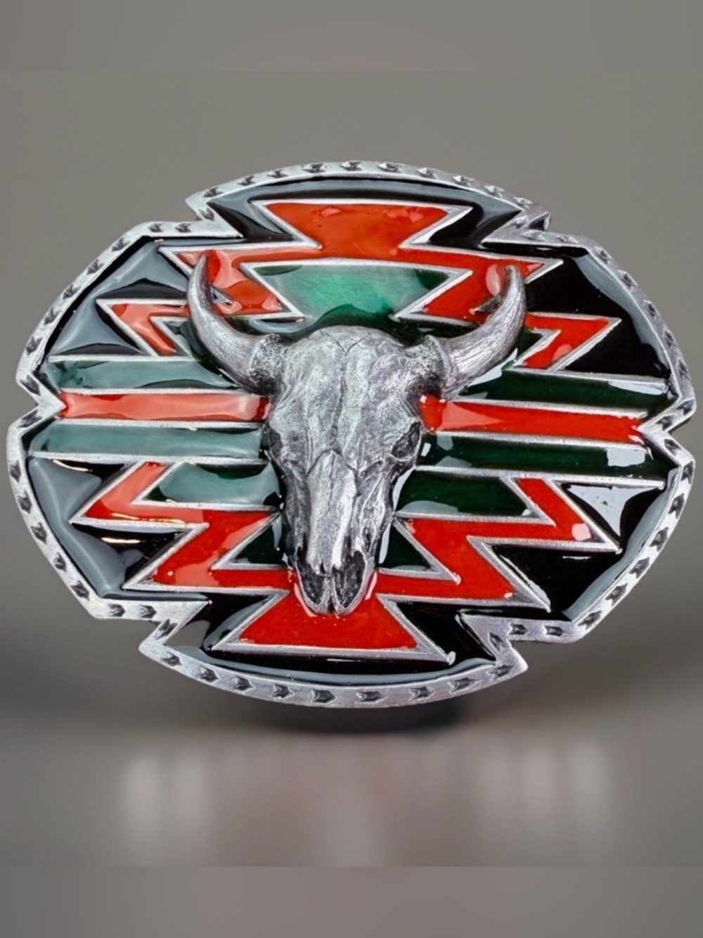Vintage Siskiyou Skull Belt Buckle Steer Western Native American Style Cowboy